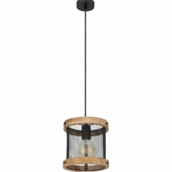 Lampes En Bois-Luminaires Globo Lighting Suspension Globo JEANIE Bois foncé, Noir, 1 lumière