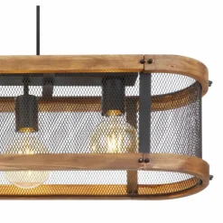 Lampes En Bois-Luminaires Globo Lighting Suspension Globo JEANIE Bois foncé, Noir, 4 lumières