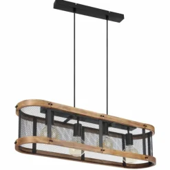 Lampes En Bois-Luminaires Globo Lighting Suspension Globo JEANIE Bois foncé, Noir, 4 lumières