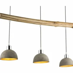 Lampes Dorées-Luminaires Globo Lighting Suspension Globo Jebel Bois clair, Nickel mat, 3 lumières