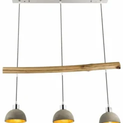 Lampes Dorées-Luminaires Globo Lighting Suspension Globo Jebel Bois clair, Nickel mat, 3 lumières
