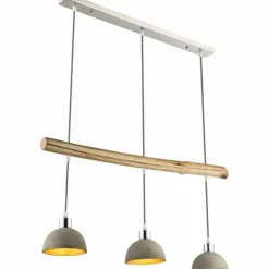 Lampes Dorées-Luminaires Globo Lighting Suspension Globo Jebel Bois clair, Nickel mat, 3 lumières