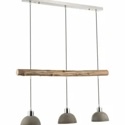 Lampes En Bois-Luminaires Globo Lighting Suspension Globo Jebel Bois foncé, Nickel mat, 3 lumières