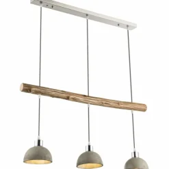 Lampes En Bois-Luminaires Globo Lighting Suspension Globo Jebel Bois foncé, Nickel mat, 3 lumières