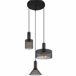 Luminaires Globo Lighting Suspension Globo JEDD Noir, 3 lumières* Suspensions