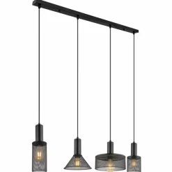 Luminaires Globo Lighting Suspension Globo JEDD Noir, 4 lumières* Suspensions