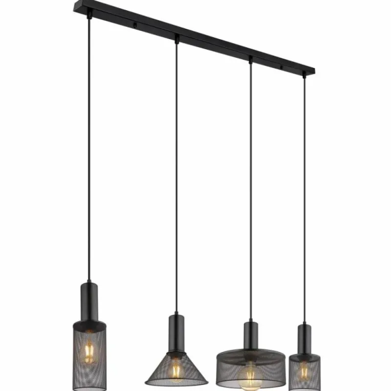 Luminaires Globo Lighting Suspension Globo JEDD Noir, 4 lumières* Suspensions