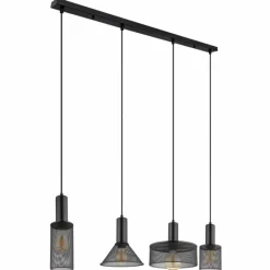 Luminaires Globo Lighting Suspension Globo JEDD Noir, 4 lumières* Suspensions