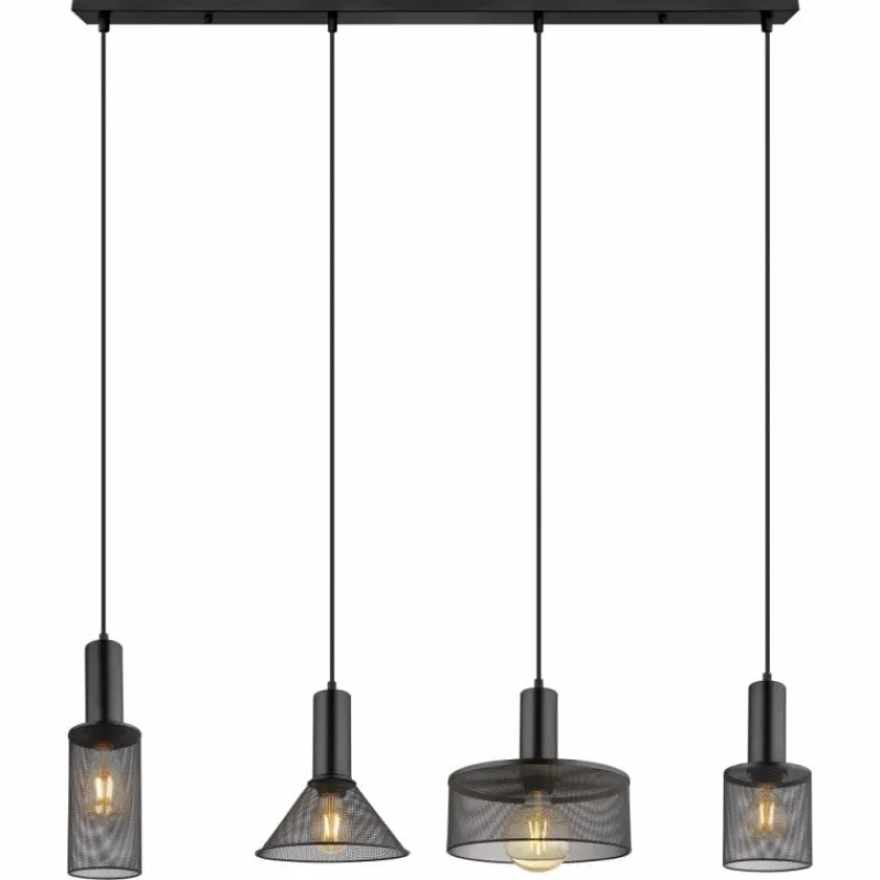 Luminaires Globo Lighting Suspension Globo JEDD Noir, 4 lumières* Suspensions