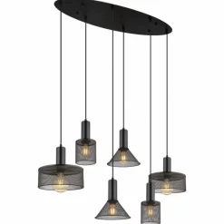 Luminaires Globo Lighting Suspension Globo JEDD Noir, 6 lumières* Suspensions