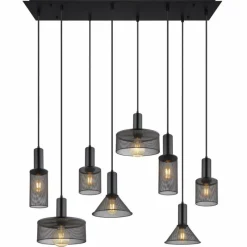 Luminaires Globo Lighting Suspension Globo JEDD Noir, 8 lumières* Suspensions