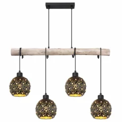 Lampes Dorées-Luminaires Globo Lighting Suspension Globo JODIE Or, Noir, 4 lumières