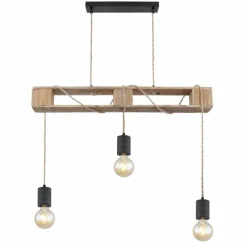 Luminaires Scandinaves-Luminaires Globo Lighting Suspension Globo JOELLE Brun, Bois clair, Noir, 3 lumières