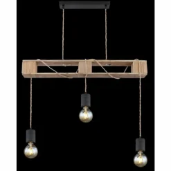 Luminaires Scandinaves-Luminaires Globo Lighting Suspension Globo JOELLE Brun, Bois clair, Noir, 3 lumières