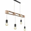 Luminaires Scandinaves-Luminaires Globo Lighting Suspension Globo JOELLE Brun, Bois clair, Noir, 4 lumières