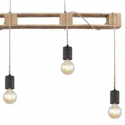 Luminaires Scandinaves-Luminaires Globo Lighting Suspension Globo JOELLE Brun, Bois clair, Noir, 4 lumières
