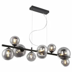 Suspension Verre Fumé-Luminaires Globo Lighting Suspension Globo JONDA LED Noir, 9 lumières