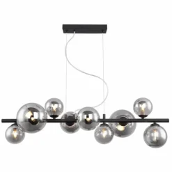 Suspension Verre Fumé-Luminaires Globo Lighting Suspension Globo JONDA LED Noir, 9 lumières