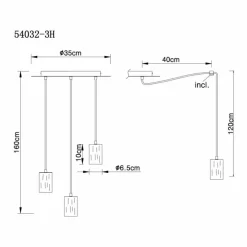 Luminaires Scandinaves-Luminaires Globo Lighting Suspension Globo JOSEBA Noir, 3 lumières