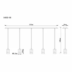 Luminaires Scandinaves-Luminaires Globo Lighting Suspension Globo JOSEBA Noir, 5 lumières