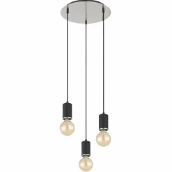 Luminaires Globo Lighting Suspension Globo JOSEBA Nickel mat, Noir, 3 lumières* Suspensions