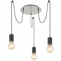 Luminaires Globo Lighting Suspension Globo JOSEBA Nickel mat, Noir, 3 lumières* Suspensions
