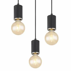Luminaires Globo Lighting Suspension Globo JOSEBA Nickel mat, Noir, 3 lumières* Suspensions