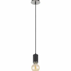 Luminaires Globo Lighting Suspension Globo JOSEBA Nickel mat, Noir, 1 lumière* Suspensions