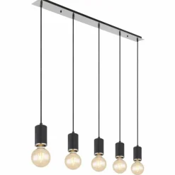 Luminaires Globo Lighting Suspension Globo JOSEBA Nickel mat, Noir, 5 lumières* Suspensions