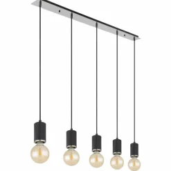 Luminaires Globo Lighting Suspension Globo JOSEBA Nickel mat, Noir, 5 lumières* Suspensions