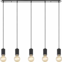 Luminaires Globo Lighting Suspension Globo JOSEBA Nickel mat, Noir, 5 lumières* Suspensions