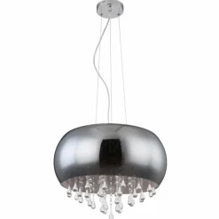 Suspension Verre Fumé-Luminaires Globo Lighting Suspension Globo KALLA Chrome, 1 lumière