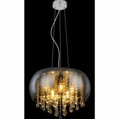 Suspension Verre Fumé-Luminaires Globo Lighting Suspension Globo KALLA Chrome, 1 lumière