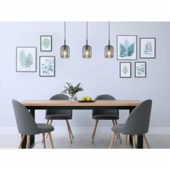 Suspension Verre Fumé-Luminaires Globo Lighting Suspension Globo KAMMI Noir, 3 lumières