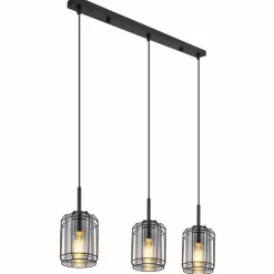 Suspension Verre Fumé-Luminaires Globo Lighting Suspension Globo KAMMI Noir, 3 lumières