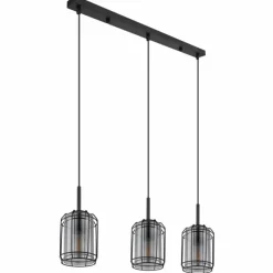 Suspension Verre Fumé-Luminaires Globo Lighting Suspension Globo KAMMI Noir, 3 lumières