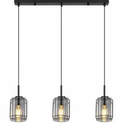 Suspension Verre Fumé-Luminaires Globo Lighting Suspension Globo KAMMI Noir, 3 lumières