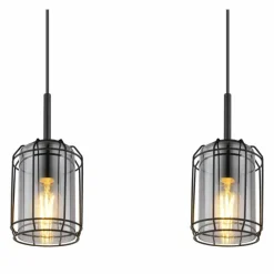 Suspension Verre Fumé-Luminaires Globo Lighting Suspension Globo KAMMI Noir, 3 lumières