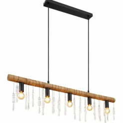 Lampes En Bois-Luminaires Globo Lighting Suspension Globo KIRA Bois foncé, Noir, 5 lumières