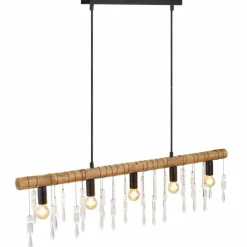 Lampes En Bois-Luminaires Globo Lighting Suspension Globo KIRA Bois foncé, Noir, 5 lumières