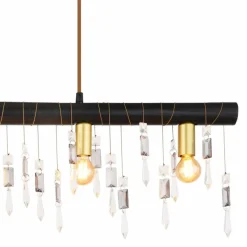 Suspension Verre Fumé-Luminaires Globo Lighting Suspension Globo KIRA Noir, 5 lumières