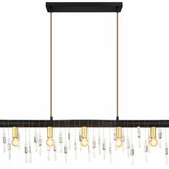 Suspension Verre Fumé-Luminaires Globo Lighting Suspension Globo KIRA Noir, 5 lumières