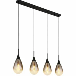 Suspension Verre Fumé-Luminaires Globo Lighting Suspension Globo KRYS Noir, 4 lumières
