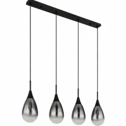 Suspension Verre Fumé-Luminaires Globo Lighting Suspension Globo KRYS Noir, 4 lumières