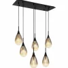 Suspension Verre Fumé-Luminaires Globo Lighting Suspension Globo KRYS Noir, 6 lumières