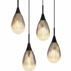 Suspension Verre Fumé-Luminaires Globo Lighting Suspension Globo KRYS Noir, 8 lumières