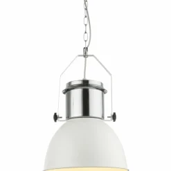 Lampes Industrielles-Luminaires Globo Lighting Suspension Globo Kutum Chrome, Blanc, 1 lumière