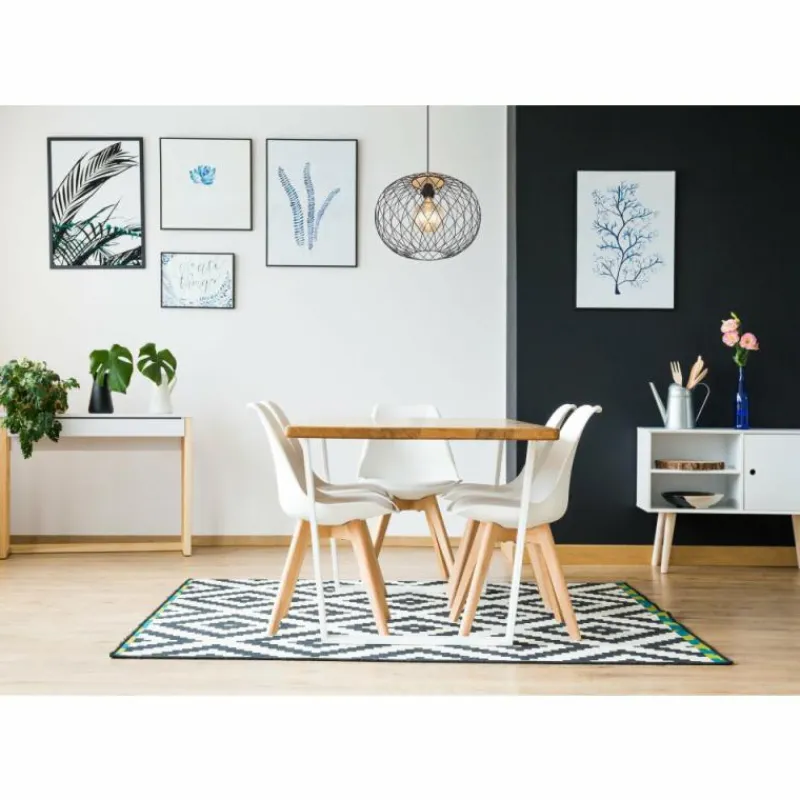 Lampes En Bois-Luminaires Globo Lighting Suspension Globo LACKY Bois clair, Noir, 1 lumière