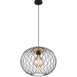 Lampes En Bois-Luminaires Globo Lighting Suspension Globo LACKY Bois clair, Noir, 1 lumière