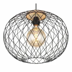 Lampes En Bois-Luminaires Globo Lighting Suspension Globo LACKY Bois clair, Noir, 1 lumière
